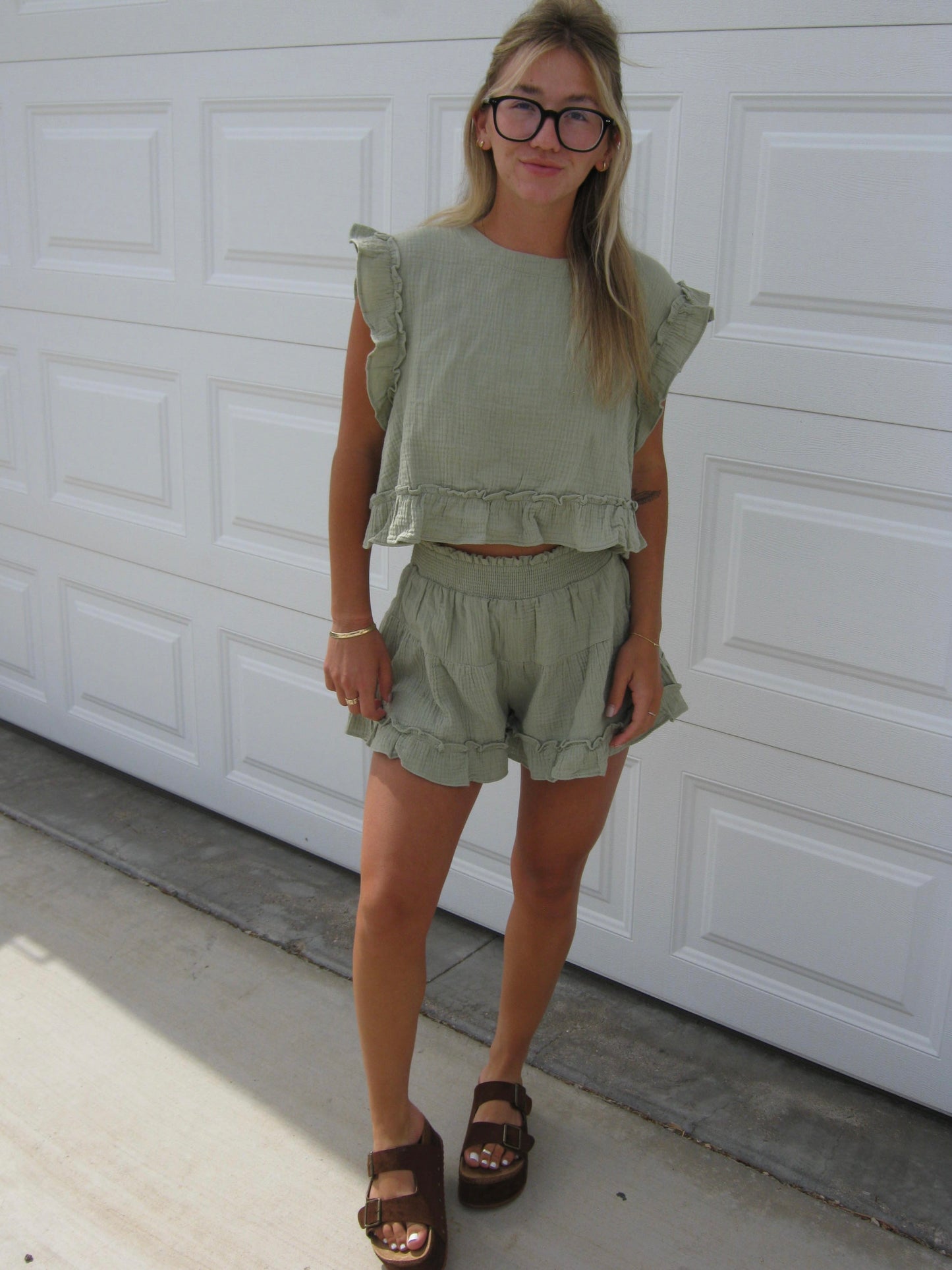 silva ruffle set - sage