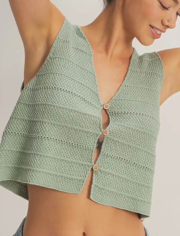 lila knit vest - sage