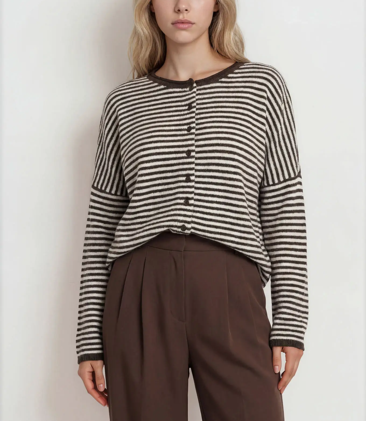 striped cardi - brown