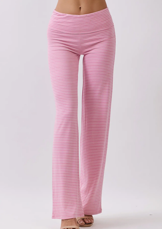 posie wide leg pant - pink stripe