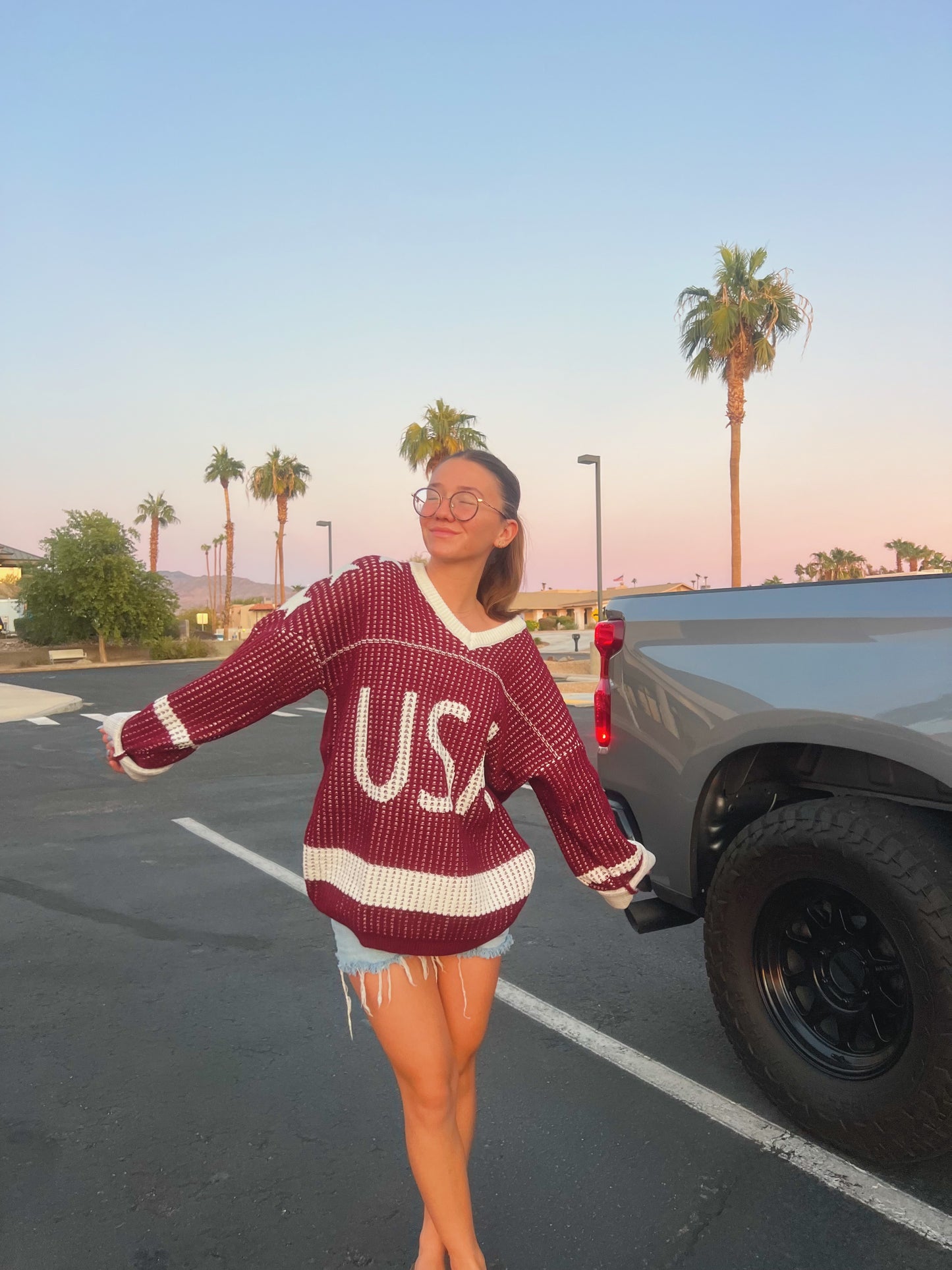 usa sweater - red