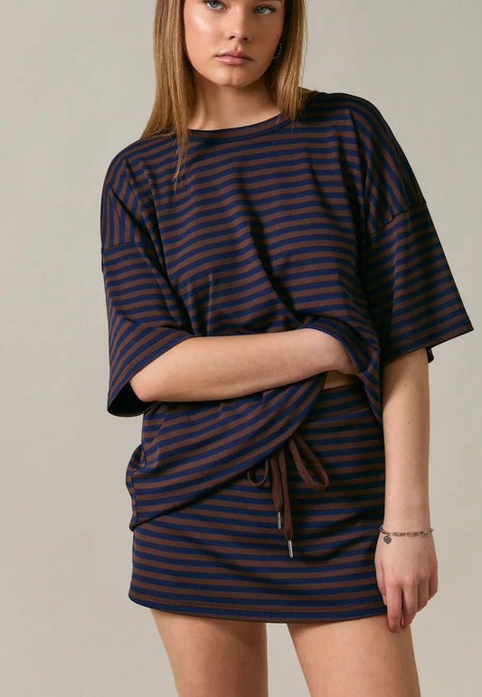 ren striped set - navy