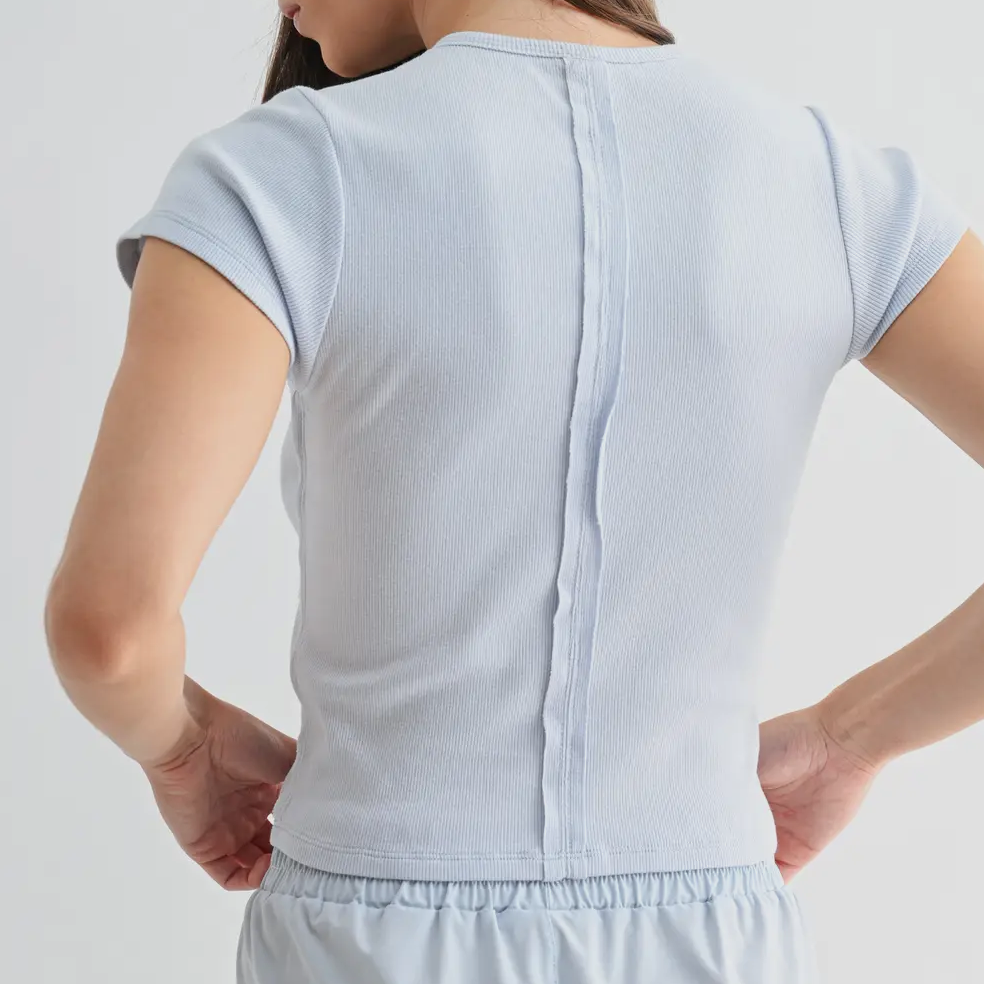 dane ribbed tee - icy blue