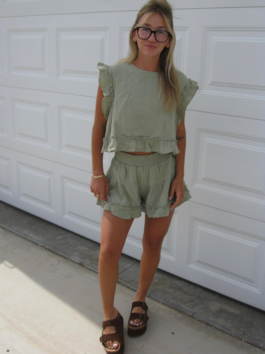 silva ruffle set - sage