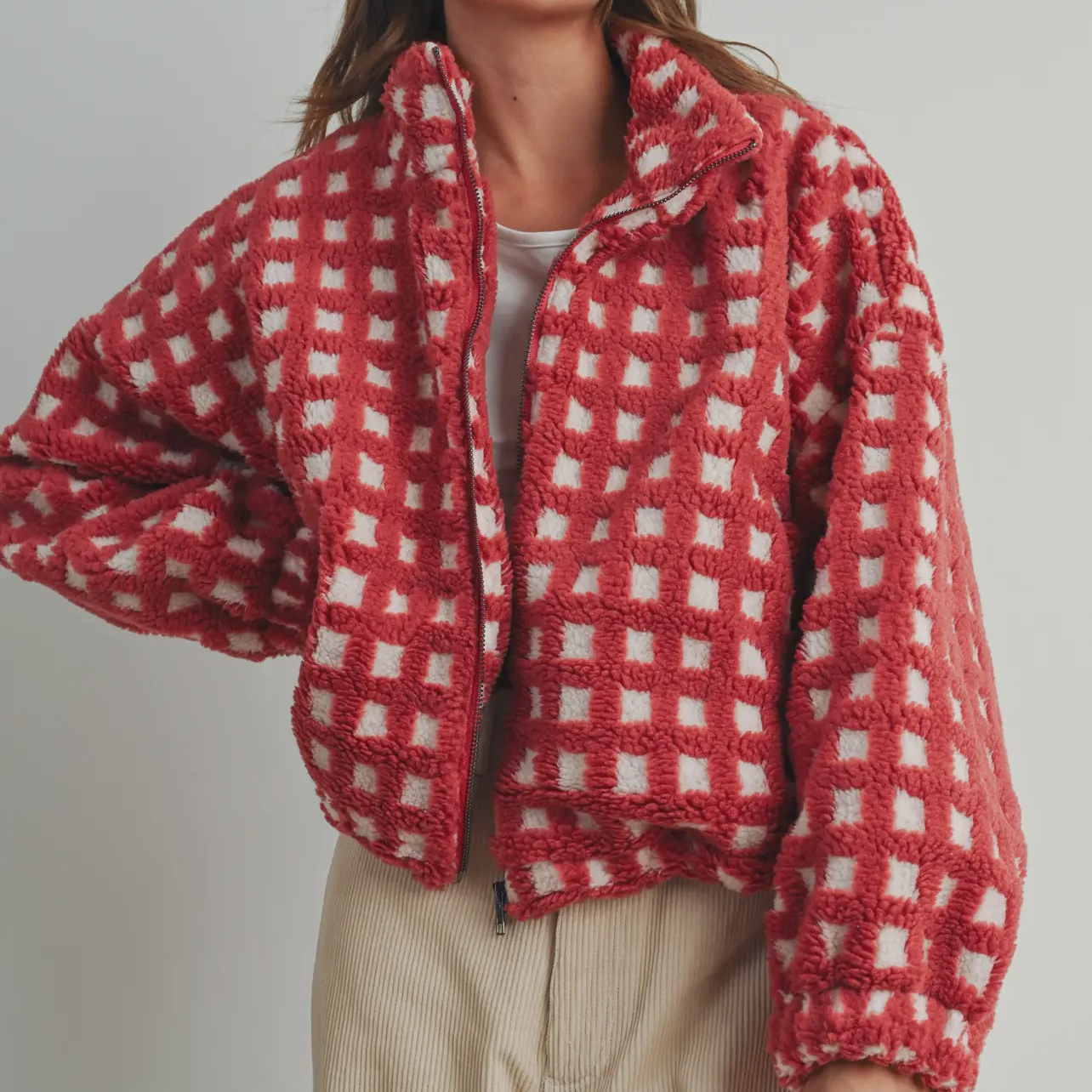 aspen checkered jacket - red – Pinit Co