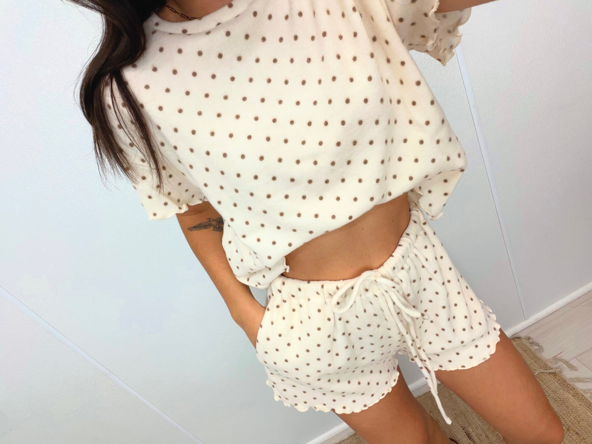 neutral polka dot pjs