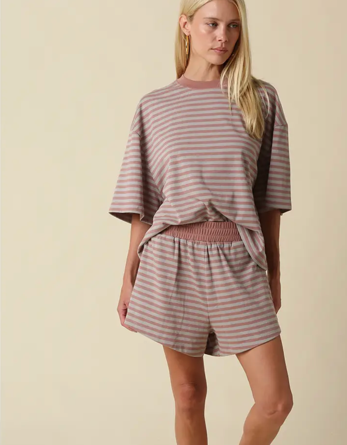 lena striped set - mauve