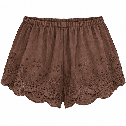 mocha eyelet shorts