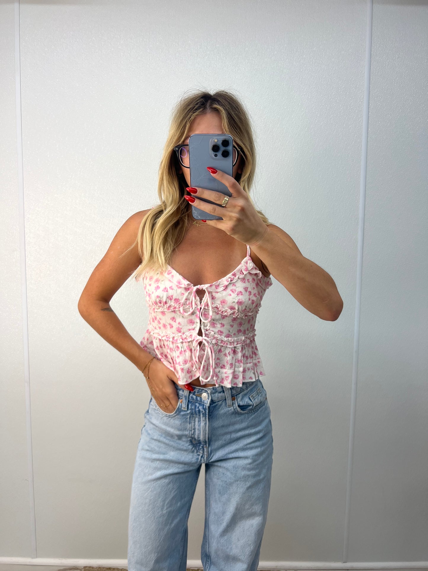 ditsy pink floral tank