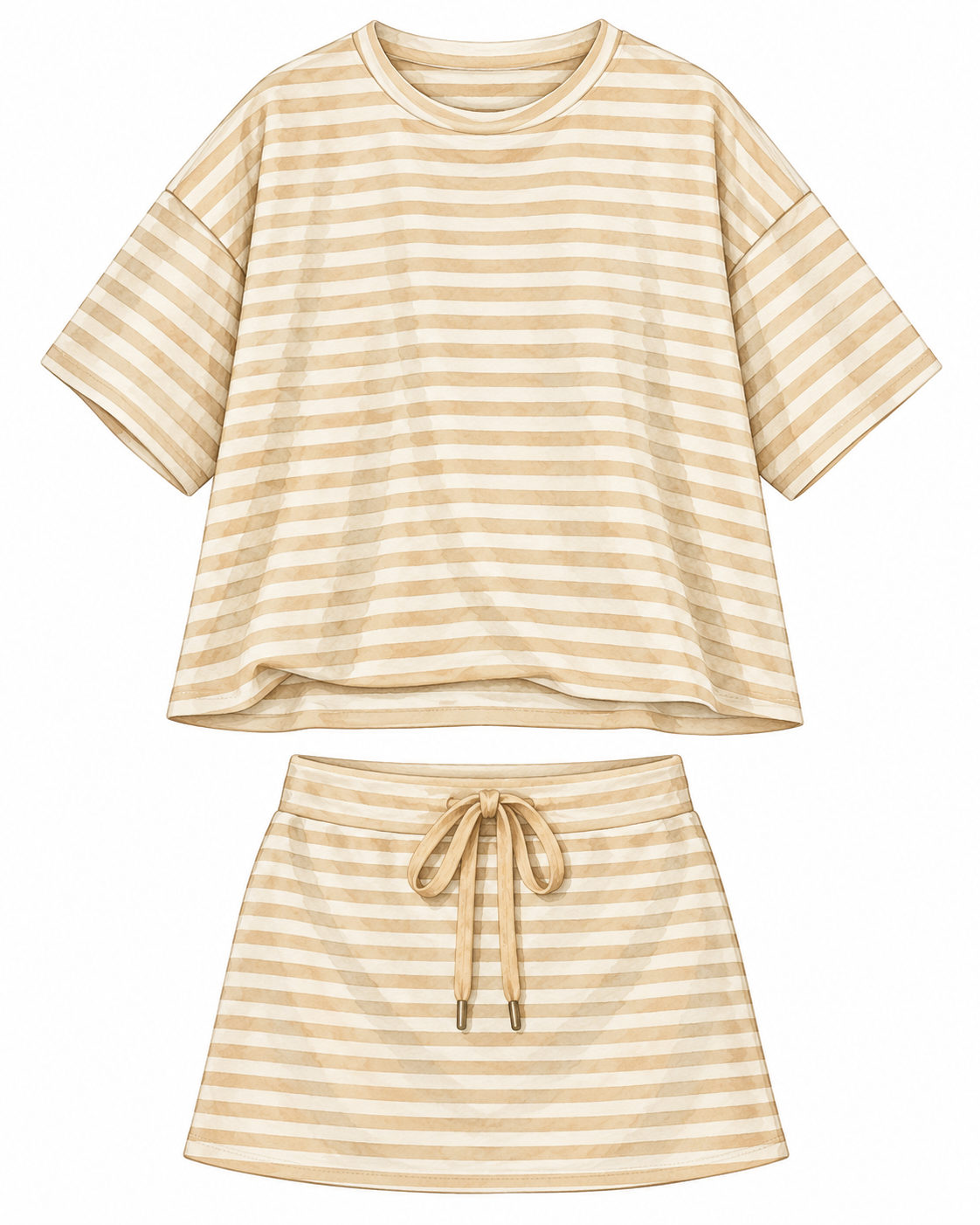ren striped set - beige