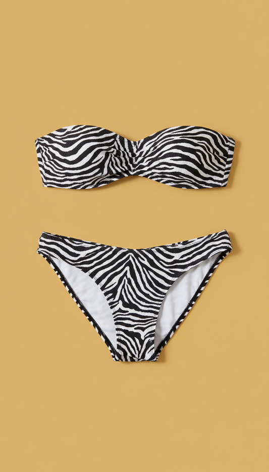 Zebra Print Bandeau Bikini