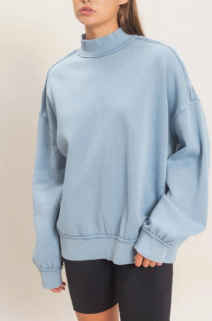 baby blue mock neck