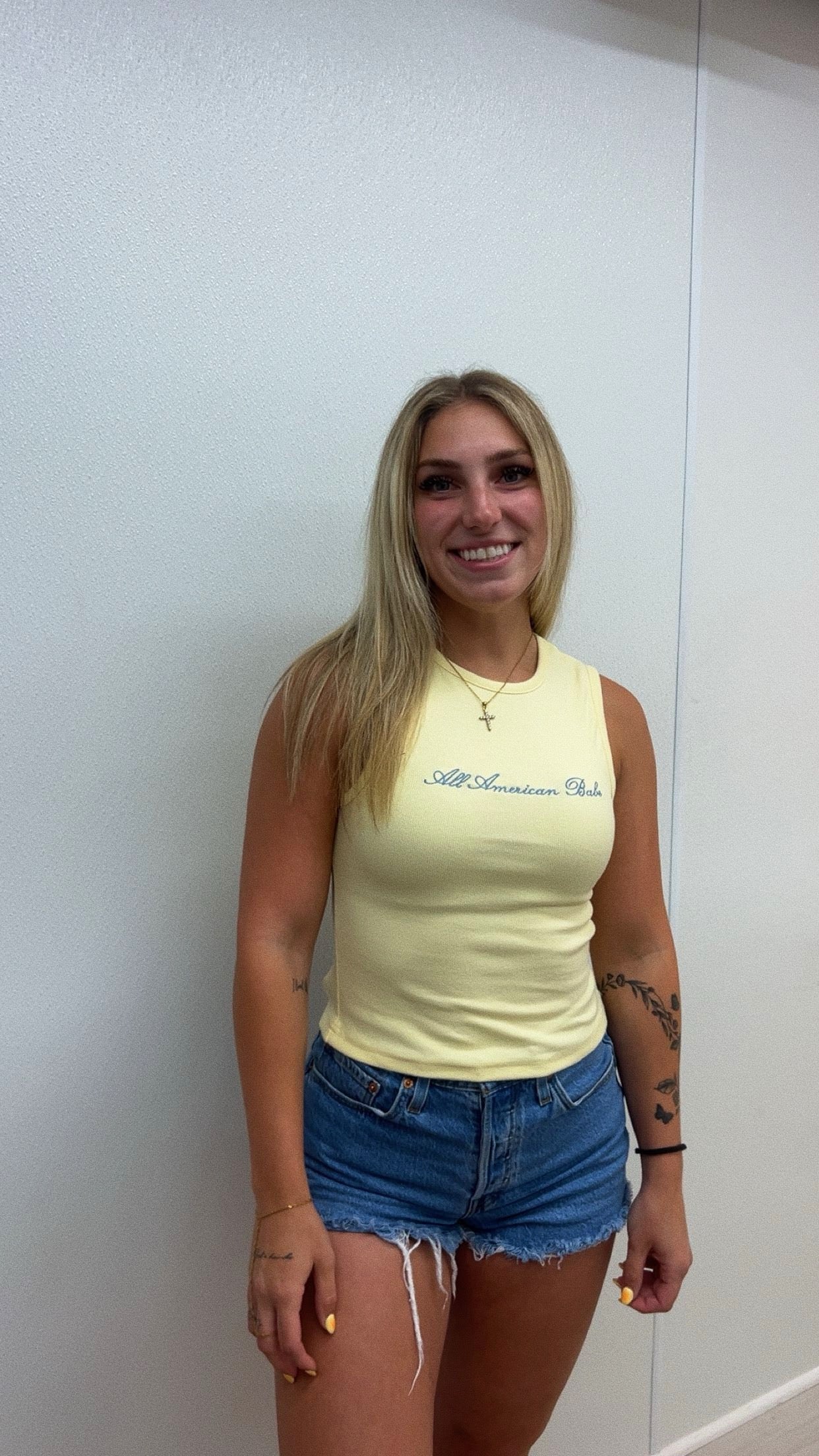 all american babe tank - yellow