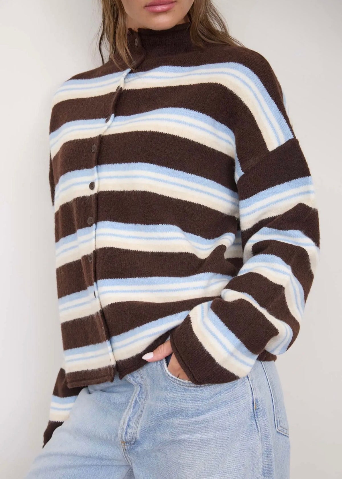 luca striped mockneck sweater