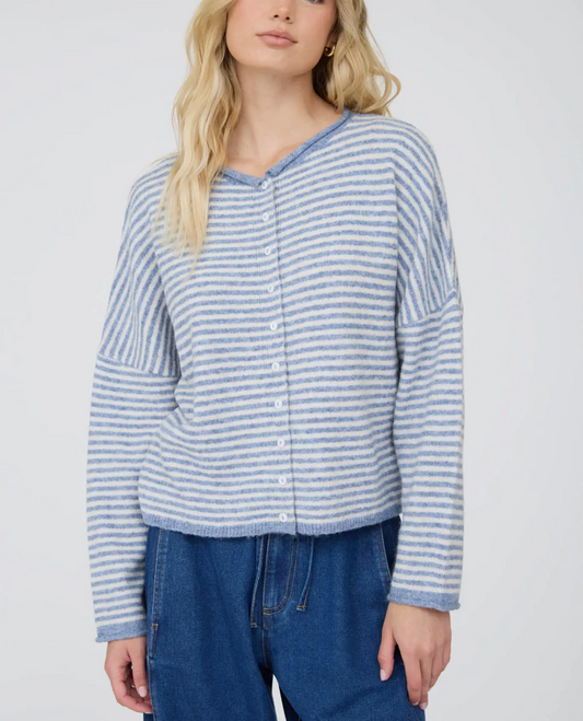 blaine striped cardi - blue