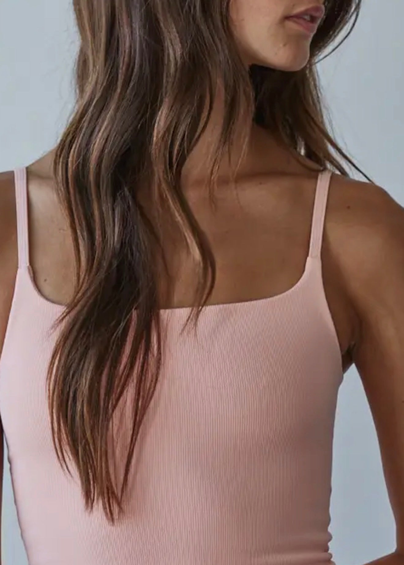 striped double layered tank - coral