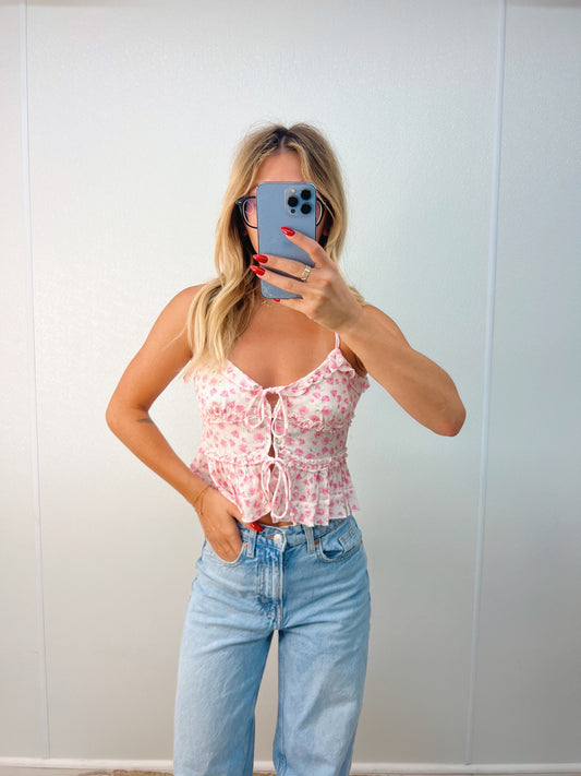 ditsy pink floral tank