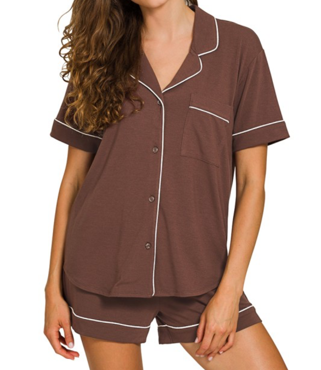 ryenn pjs short sleeve - brown