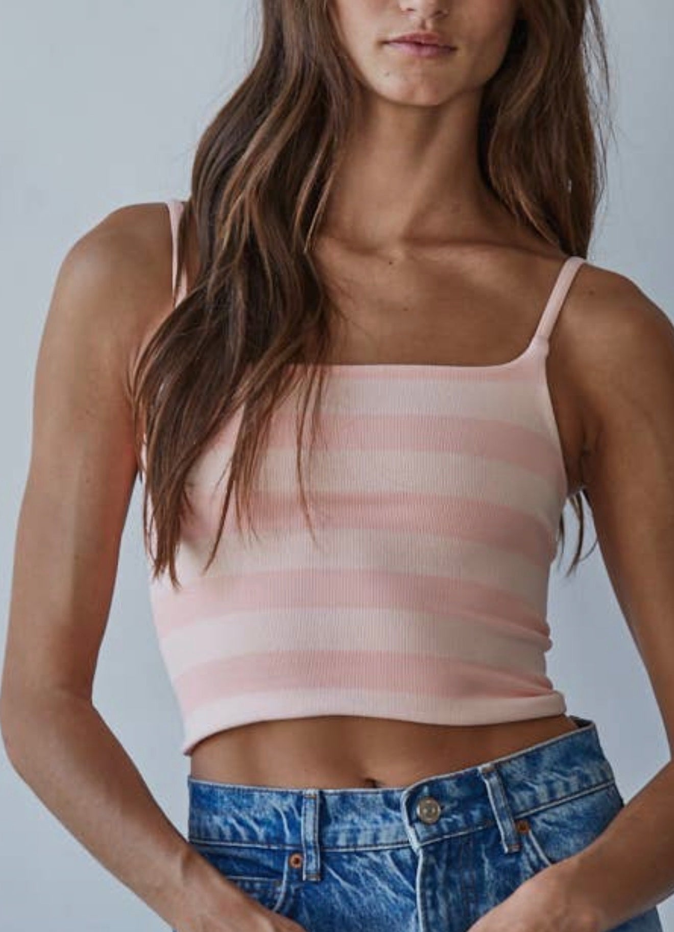 striped double layered tank - coral