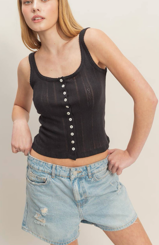pointelle tank - black