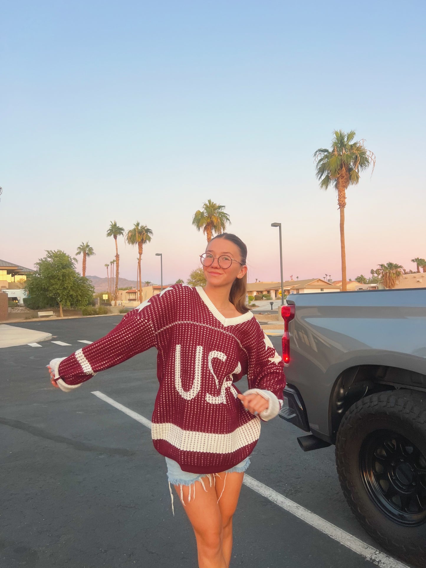 usa sweater - red