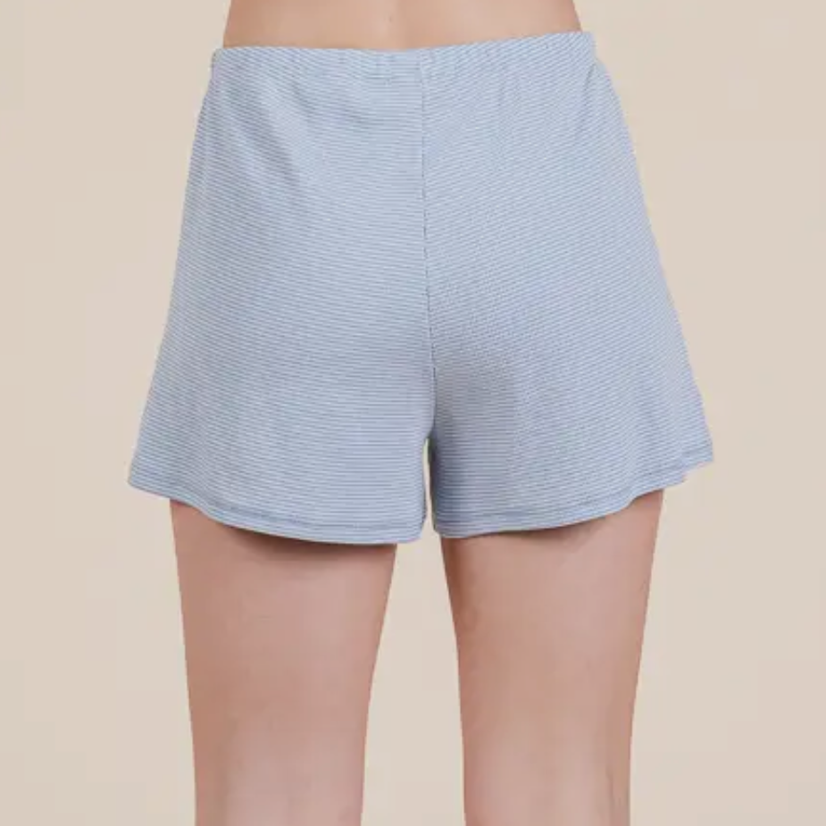 leslie striped shorts - blue & ivory