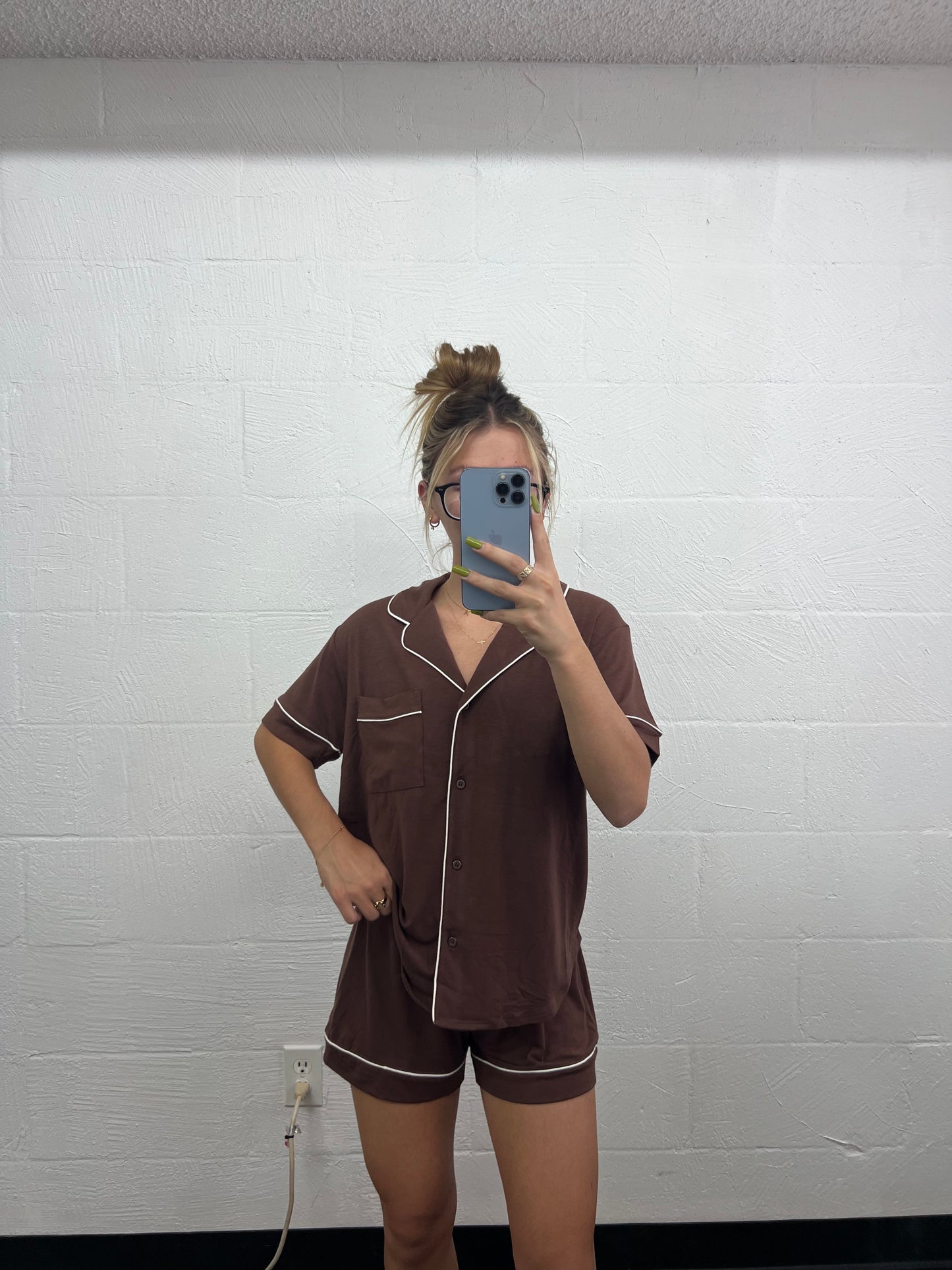 ryenn pjs short sleeve - brown