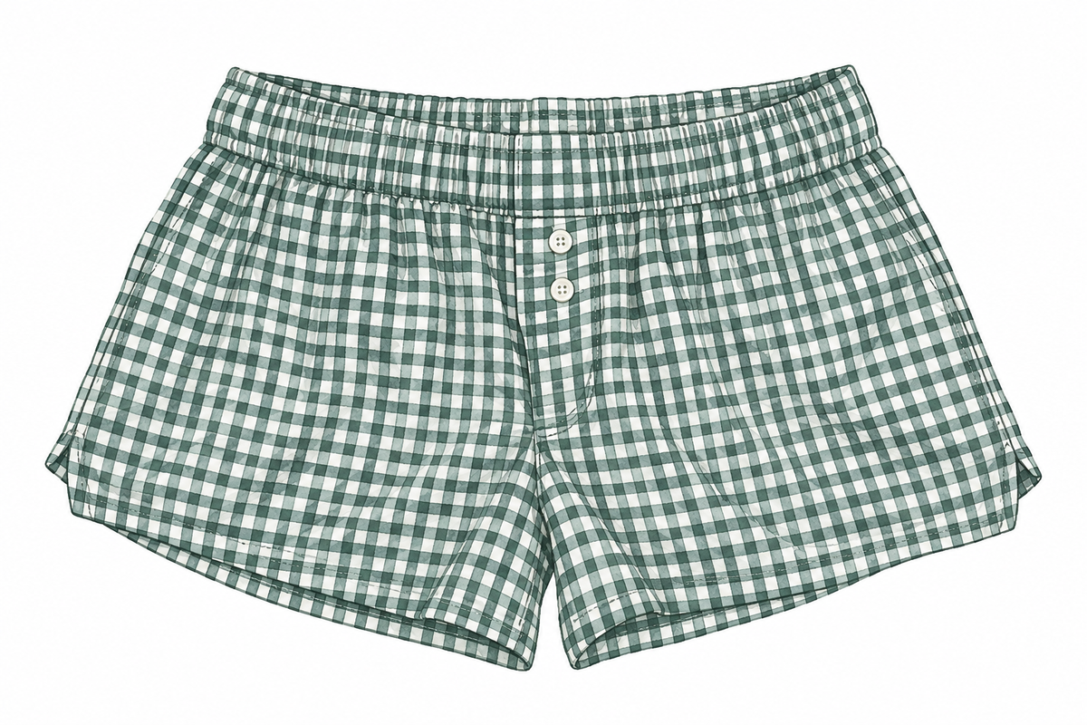 forest gingham mini short