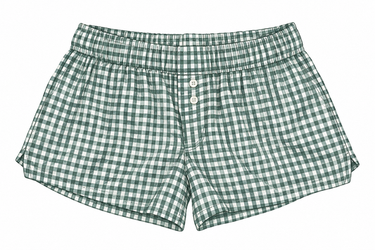 forest gingham mini short