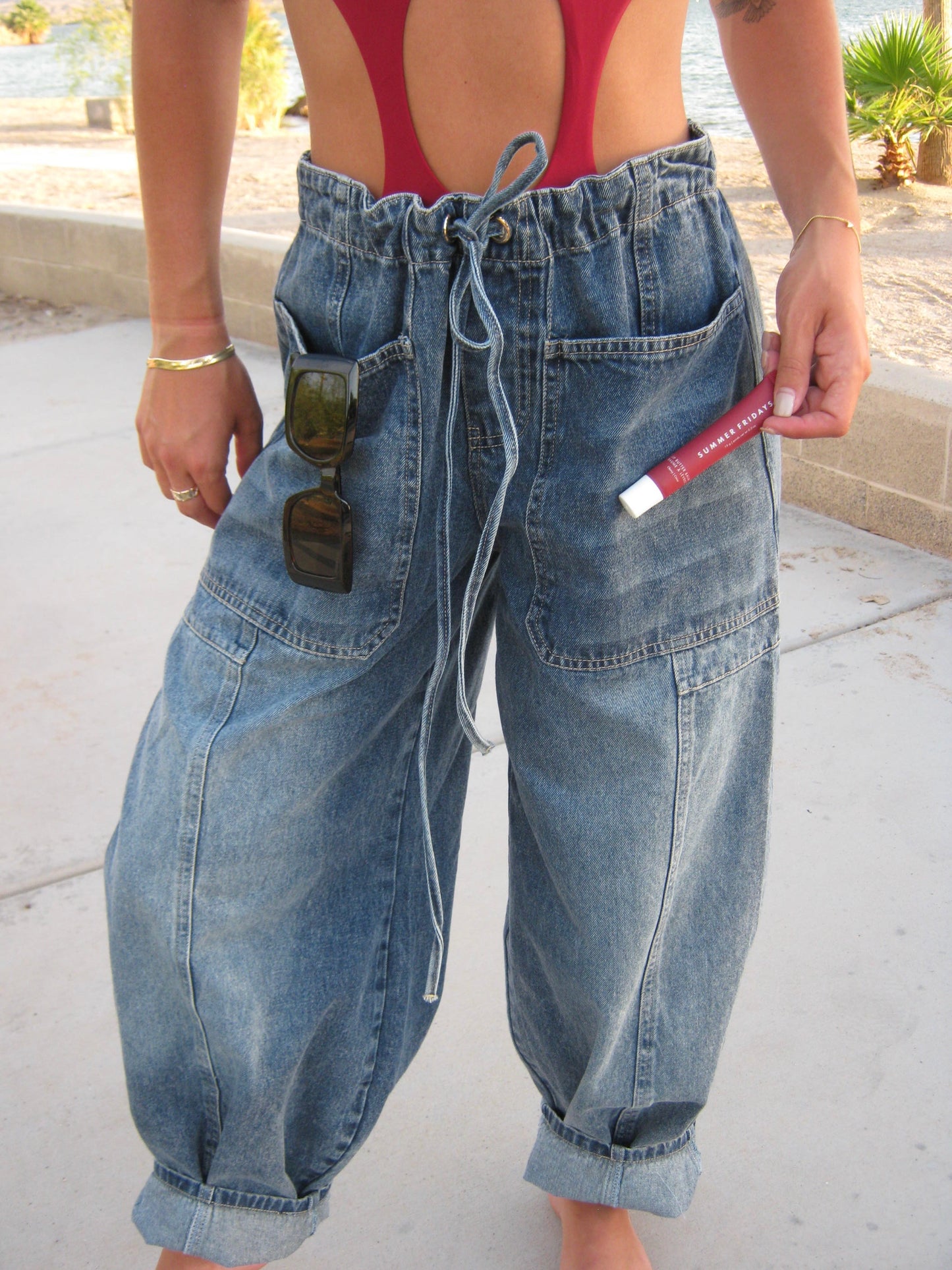 bodhi barrel jeans - dark wash