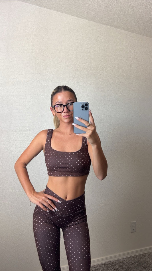jules leggings - brown polka