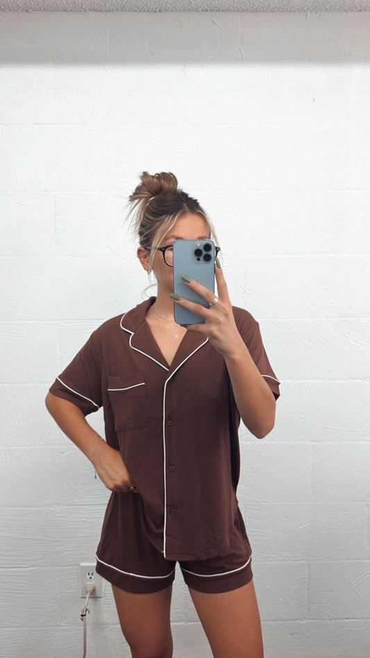 ryenn pjs short sleeve - brown
