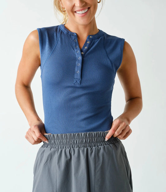 button down tee - blue