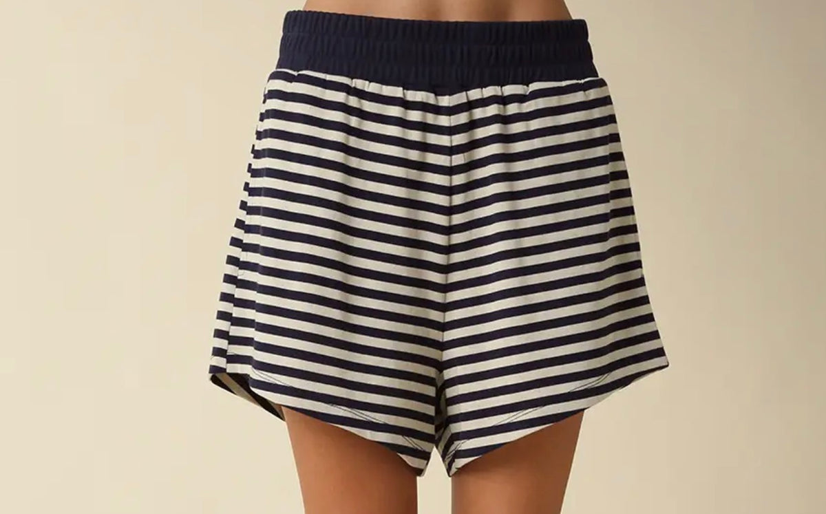 lena striped shorts - navy