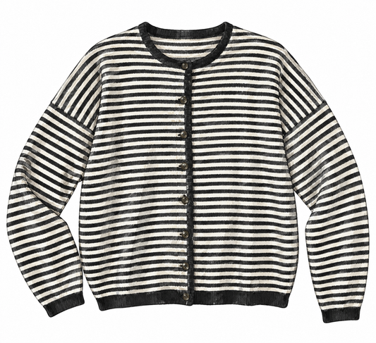 blaine striped cardi - black