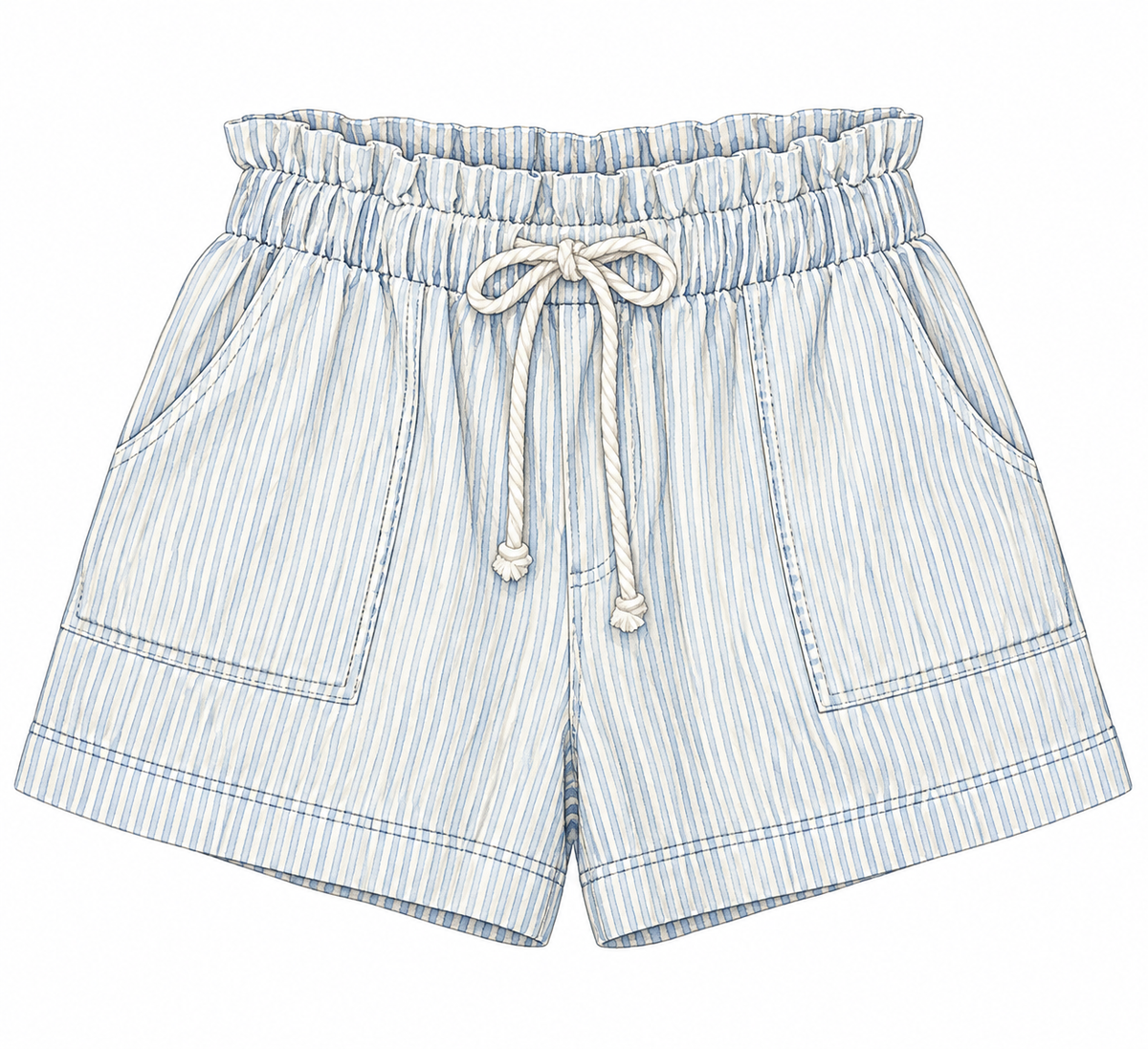 pinstripe denim shorts