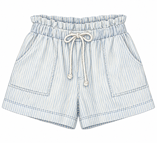 pinstripe denim shorts