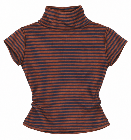 striped mock neck