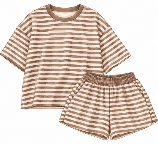 lena striped set - brown