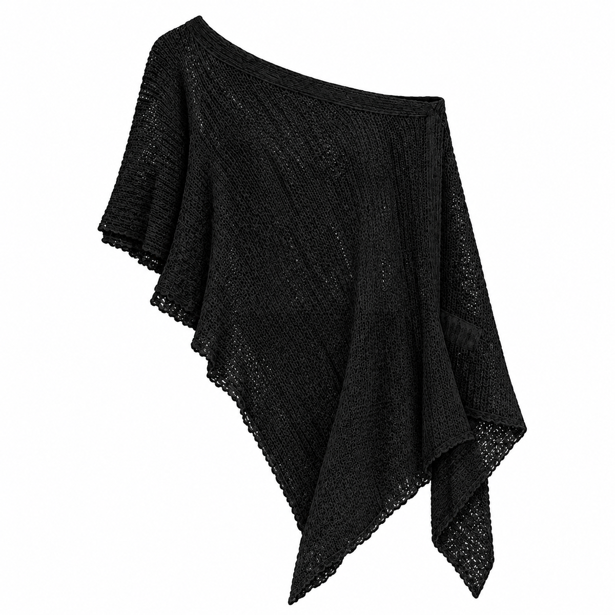 sheer poncho top - black