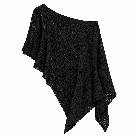 sheer poncho top - black