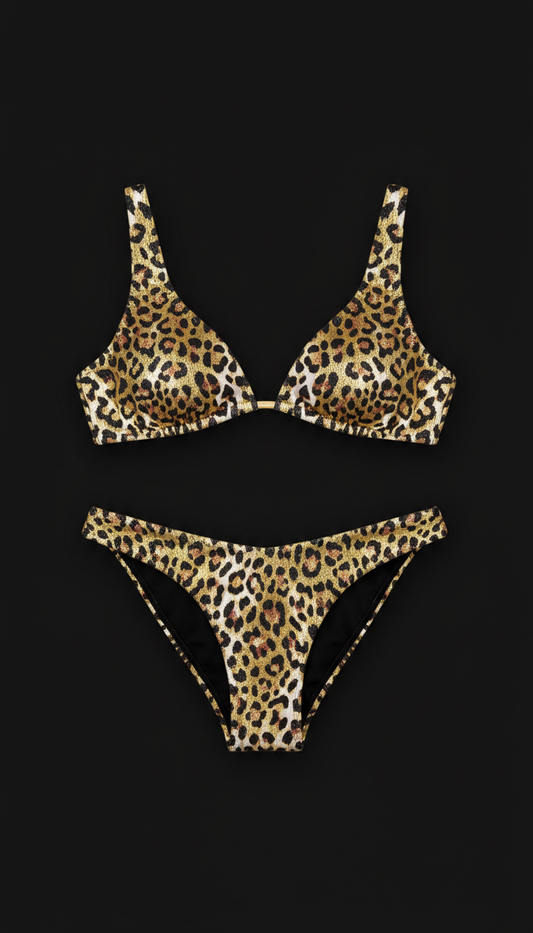 Savannah Gold Metallic Animal Print Bikini